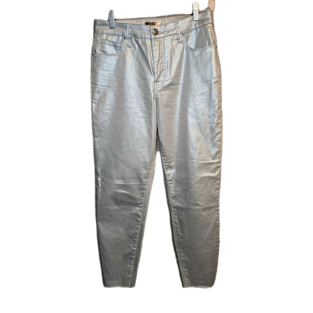 Kut Womens High Rise Charlize Fab Ab  Skinny Jeans‎ Size 6 Metallic Silver